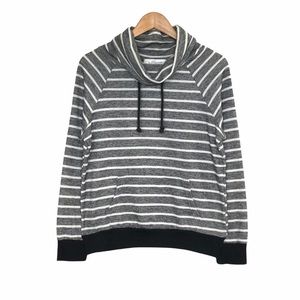 FEATHERS | Gray Striped Cowl Neck Sweater